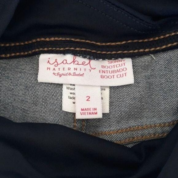 Isabel Maternity Jeans 2 Cotton Straight Leg Elastic Comfort Panel Medium Wash - Picture 2 of 6